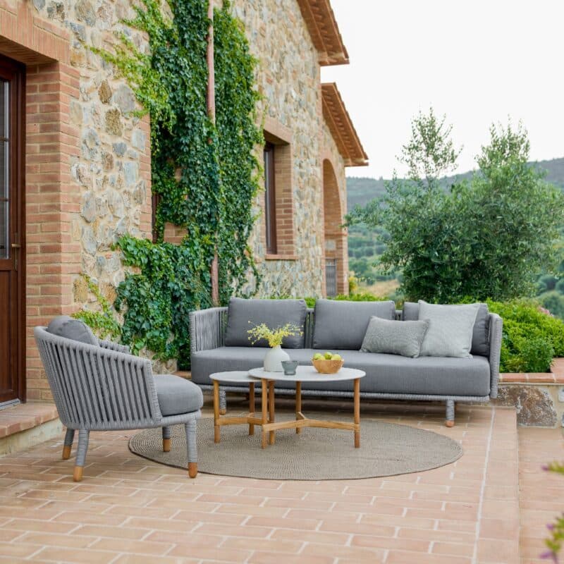 Cane-line "Moments" Loungesofa und -sessel, Soft Rope grau mit QuickDry Kissen