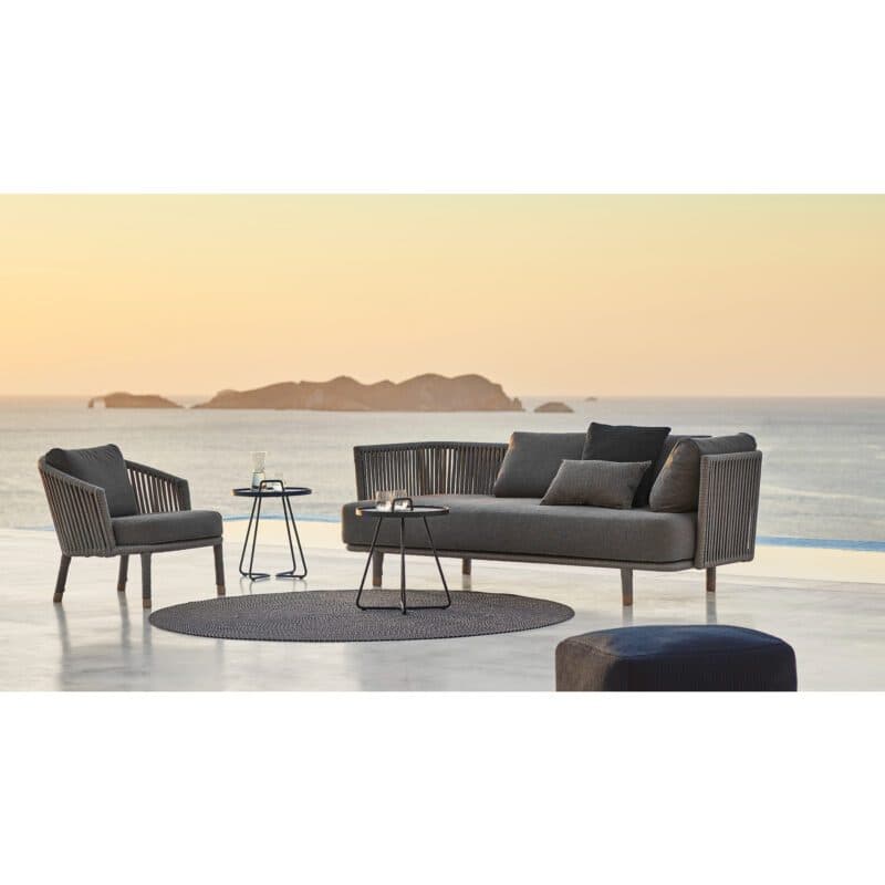 Cane-line "Moments" Loungesofa und -sessel, Soft Rope grau mit QuickDry Kissen