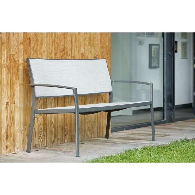Gartenbank "Allround" von Stern, Gestell Aluminium anthrazit, Textilgewebe silber