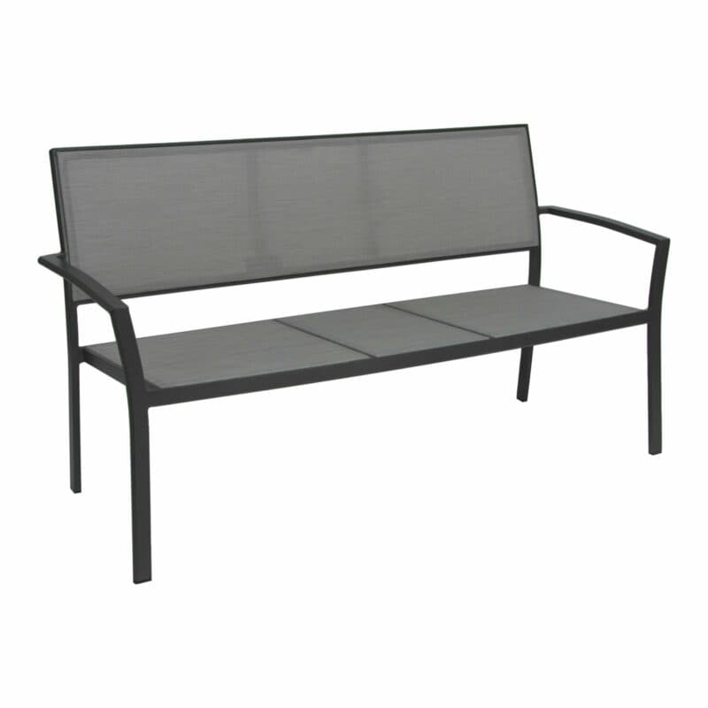 Stern Gartenbank "Allround", Gestell Aluminium anthrazit, Sitzfläche Textilgewebe silber
