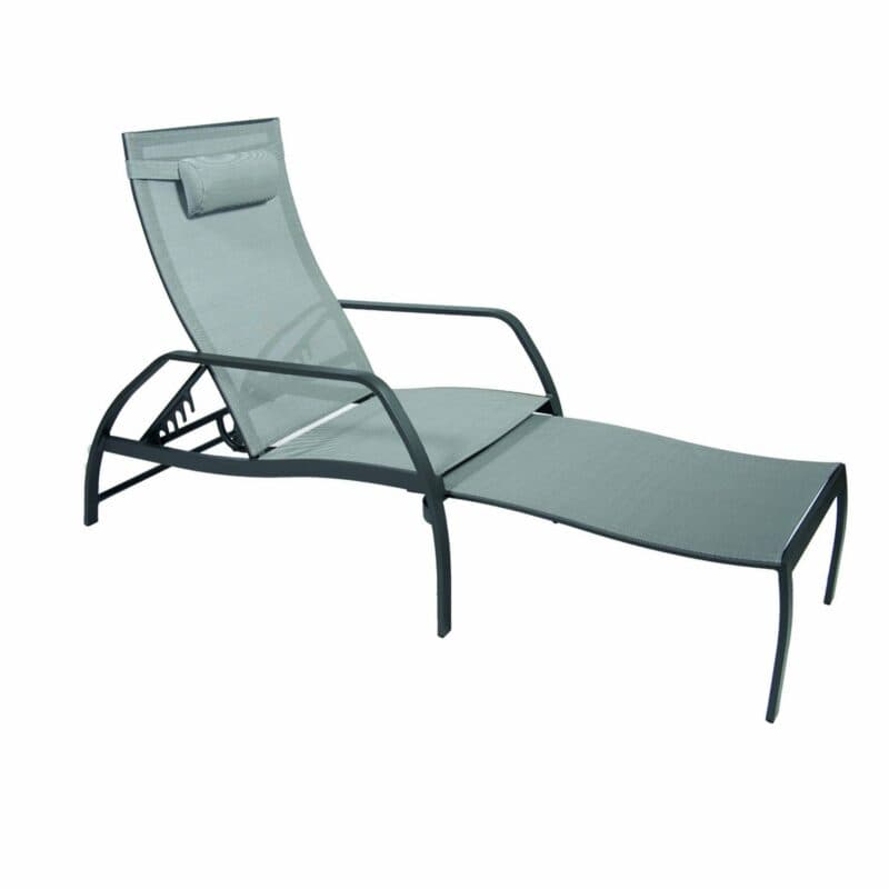 Jati&Kebon "Vedia" Deckchair, Gestell Aluminium eisengrau, Textilgewebe silbergrau