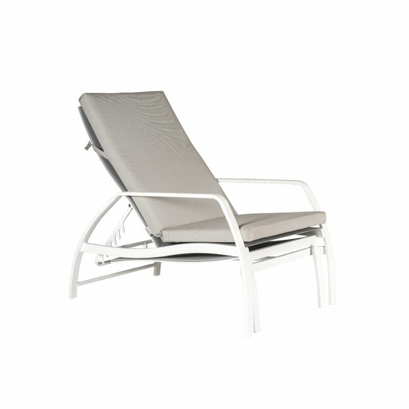 Jati&Kebon "Vedia" Deckchair, Aluminium weiß mit Komfort-Auflage