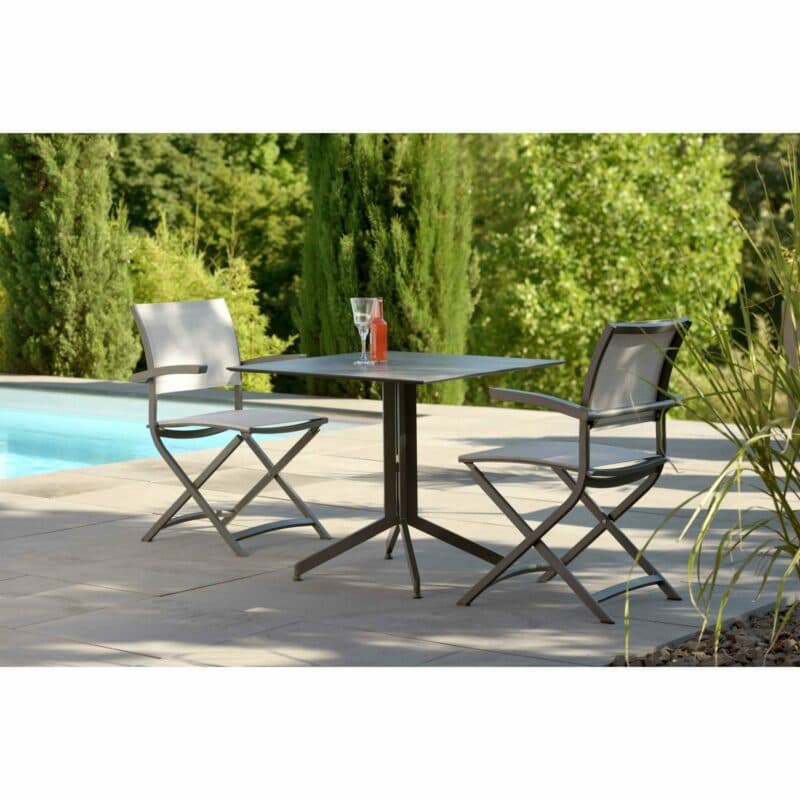 Balkonklappstuhl "Camillo" von Stern, Gestell Aluminium anthrazit, Textilgewebe silber