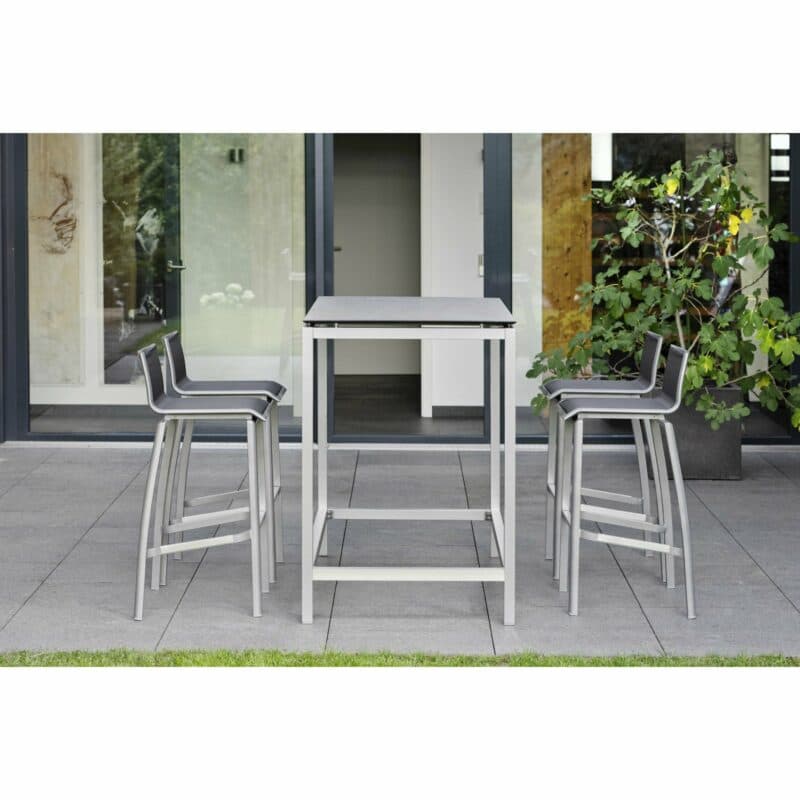 Barstuhl "Allround" von Stern, Gestell Aluminium graphit, Textilgewebe silbergrau