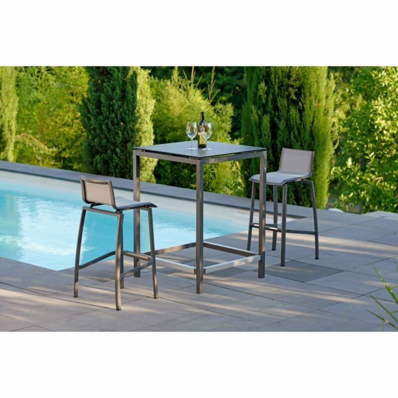 Barstuhl "Allround" von Stern, Gestell Aluminium anthrazit, Textilgewebe silber