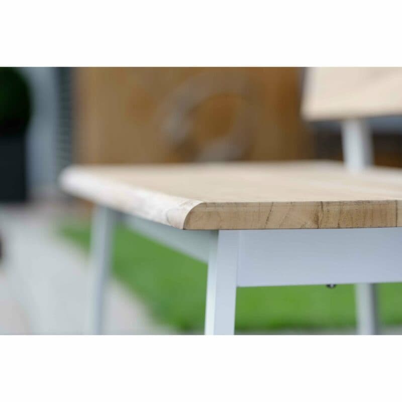 Stern Gartenbank "Sam", Gestell Aluminium weiß, Sitz- und Rückenfläche Teakholz