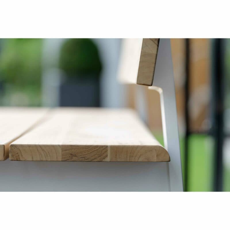 Stern Gartenbank "Sam", Gestell Aluminium weiß, Sitz- und Rückenfläche Teakholz
