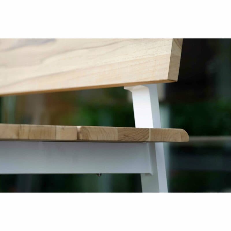 Stern Gartenbank "Sam", Gestell Aluminium weiß, Sitz- und Rückenfläche Teakholz