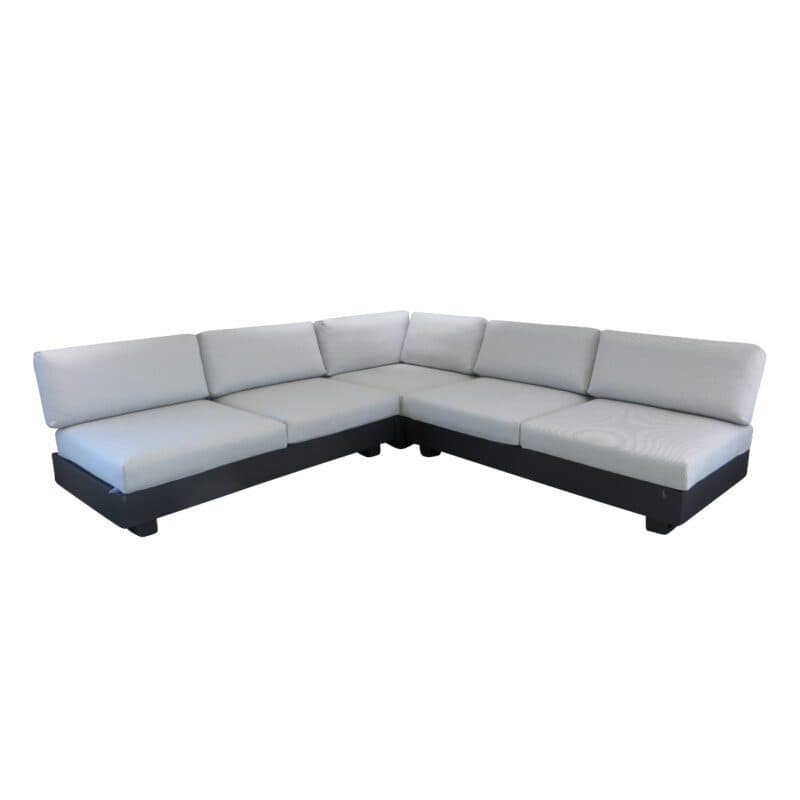 Jati&Kebon "Bari" Ecklounge, Aluminium eisengrau, Kissen Lopi Ash