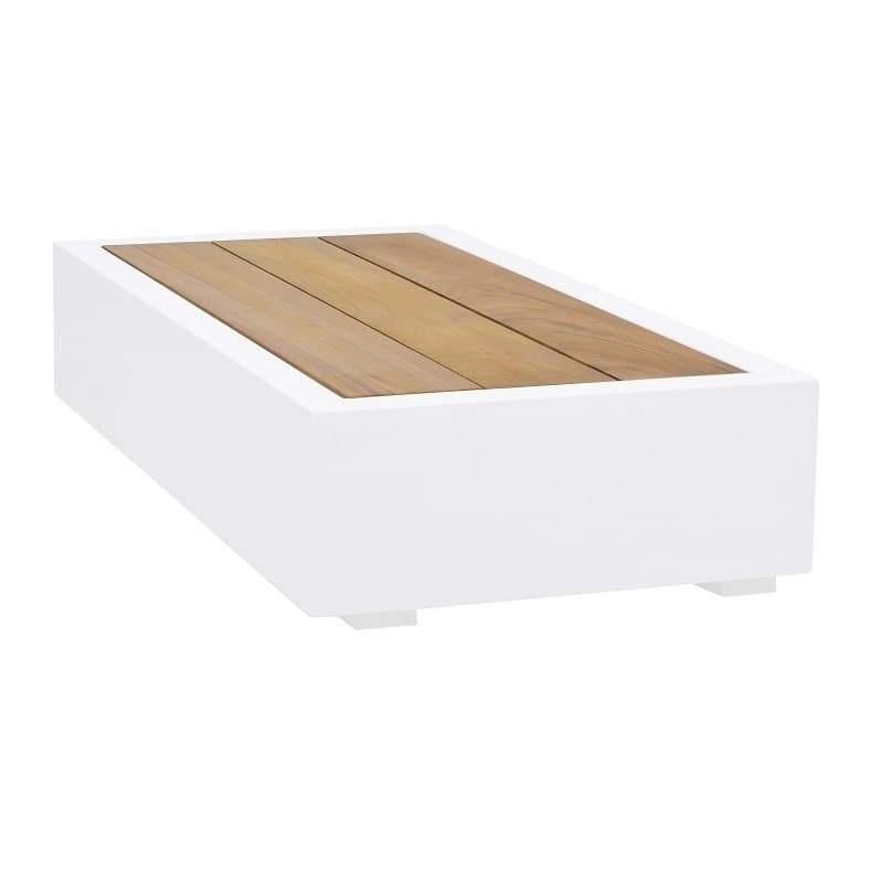 Jati&Kebon "Bari" Loungetisch klein, Aluminium weiß, Tischplatte Teakholz