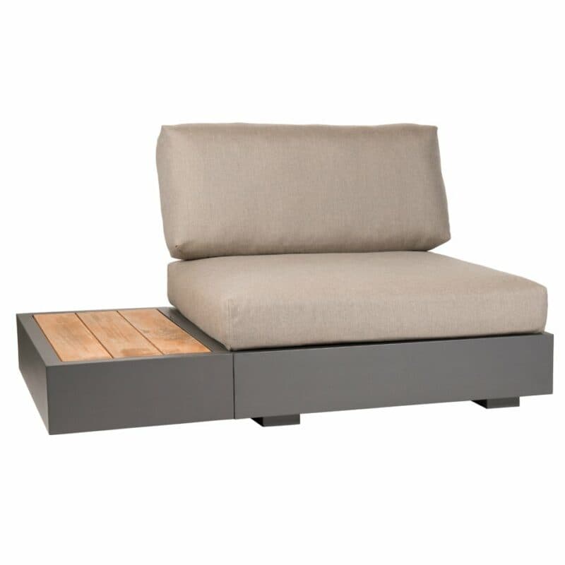 Jati&Kebon "Bari" Basismodul, Rückenlehne und Beistelltisch, Aluminium eisengrau, Sitz- und Rückenkissen Shingles Premium