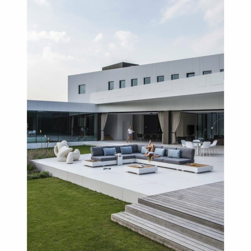 Jati&Kebon "Bari" Loungeserie, Aluminium weiß, Kissen Charcoal