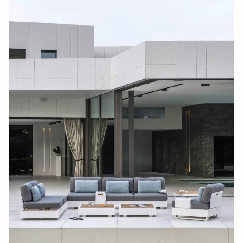 Jati&Kebon "Bari" Loungeserie, Aluminium weiß, Kissen charcoal