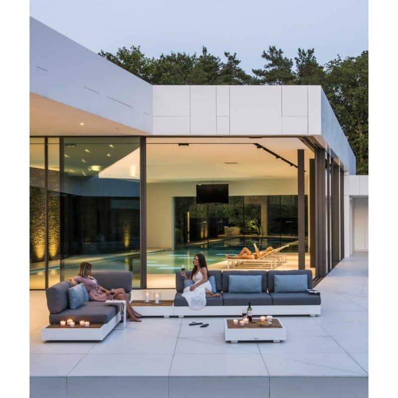 Jati&Kebon "Bari" Loungeserie, Aluminium weiß, Kissen charcoal