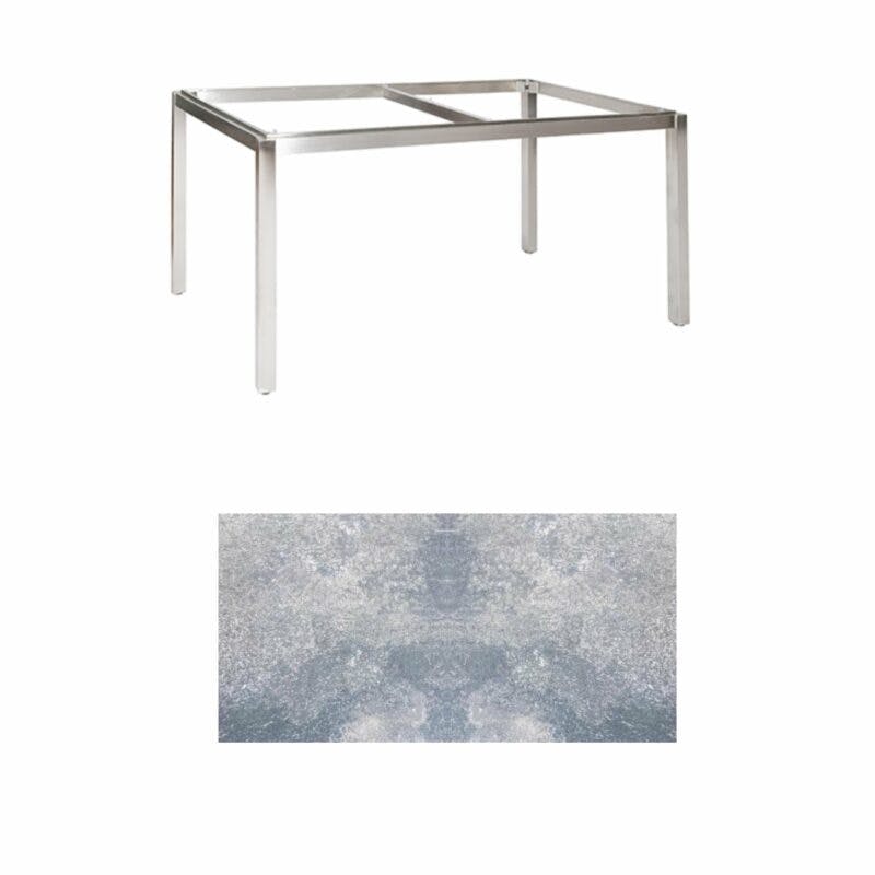 Jati & Kebon Tischgestell "Muri" 160x90 cm, Edelstahl, Tischplatte HPL lavagrau