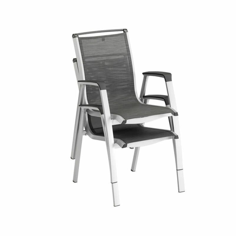 Kettler "Forma II" Stapelsessel, Gestell Aluminium silber, Sitzfläche Textilgewebe graphit