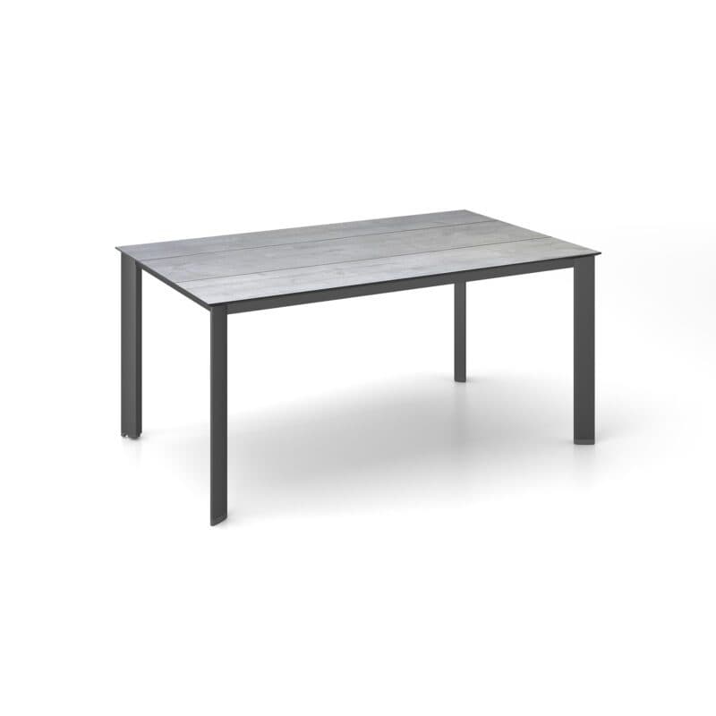 Kettler "Edge" Gartentisch, Gestell Aluminium anthrazit, Tischplatte HPL grau mit Fräsung, 160x95 cm