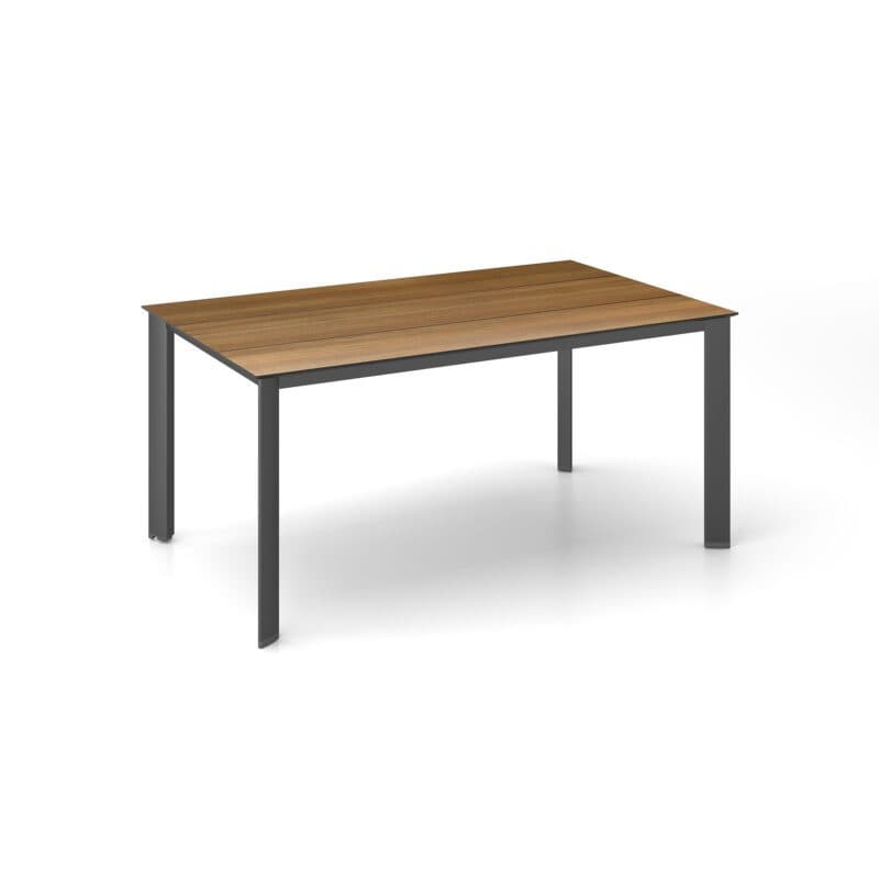 Kettler "Edge" Gartentisch, Gestell Aluminium anthrazit, Tischplatte HPL Teak-Optik mit Fräsung, 160x95 cm