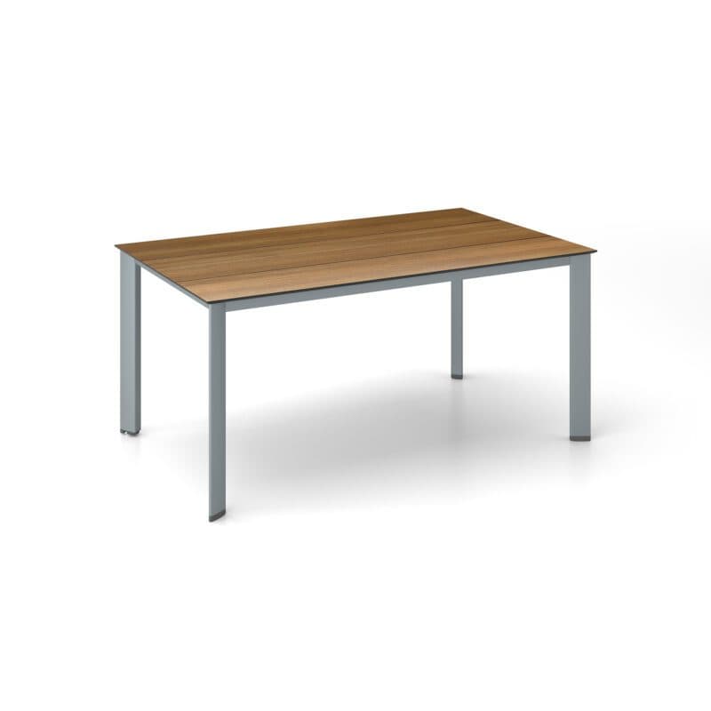 Kettler "Edge" Gartentisch, Gestell Aluminium silber, Tischplatte HPL Teak-Optik mit Fräsung, 160x95 cm