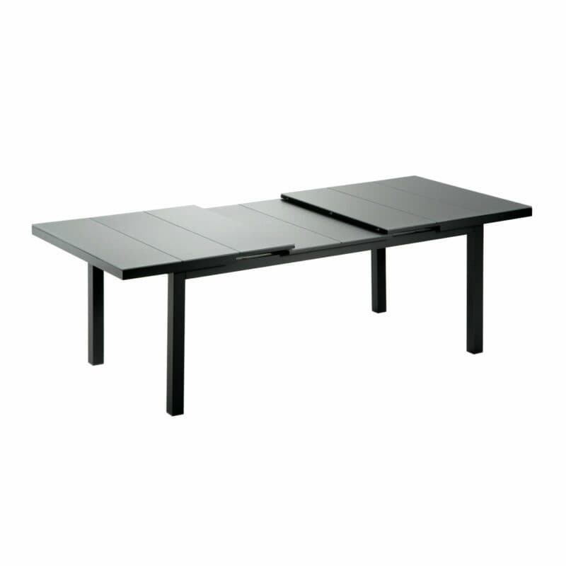 Niehoff "Nancy" Ausziehtisch 180/240×100 cm, Gestell Aluminium, Glasauflage in grau