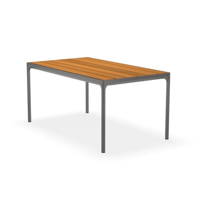 Gartentisch "Four" von Houe, Gestell Aluminium grau, Tischplatte Bambus, 160x90 cm