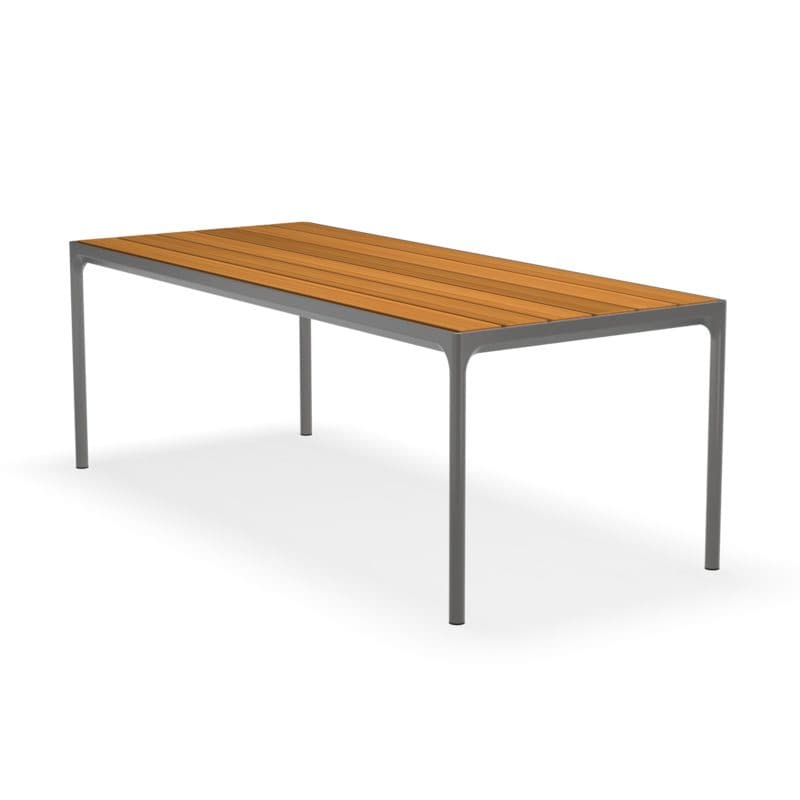 Gartentisch "Four" von Houe, Gestell Aluminium grau, Tischplatte Bambus, 210x90 cm