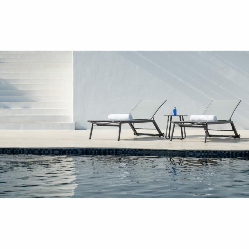 Jati&Kebon "Hydra" Sonnenliege, Gestell Aluminium eisengrau, Textilgewebe silbergrau