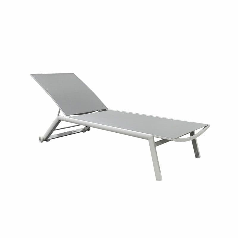 Jati&Kebon "Hydra" Sonnenliege, Gestell Aluminium weiß, Textilgewebe hellgrau