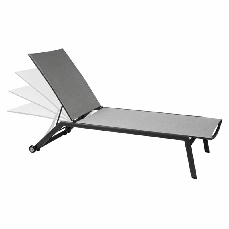 Jati&Kebon "Hydra" Sonnenliege, Gestell Aluminium eisengrau, Textilgewebe silbergrau