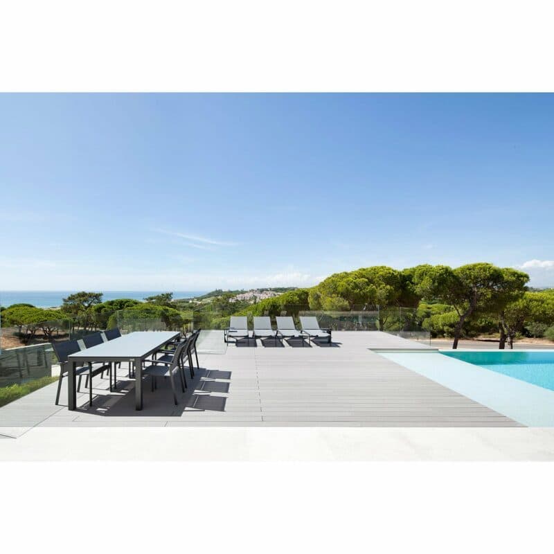 Jati&Kebon "Hydra" Sonnenliege, Gestell Aluminium eisengrau, Textilgewebe silbergrau