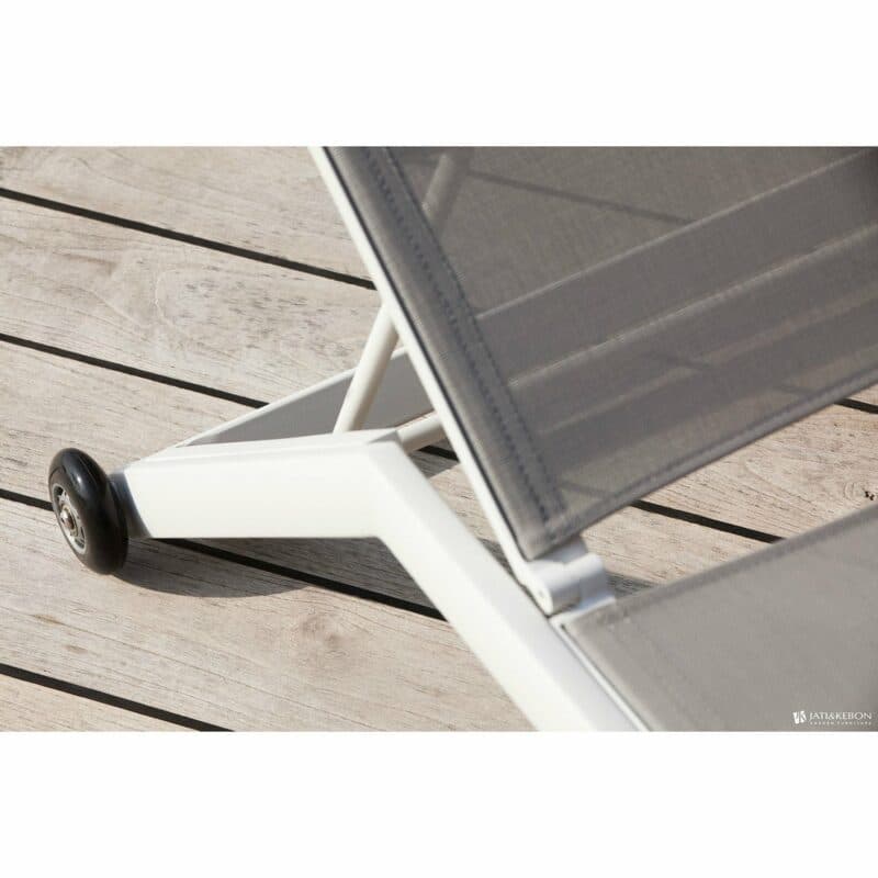 Jati&Kebon "Hydra" Sonnenliege, Gestell Aluminium weiß, Textilgewebe hellgrau