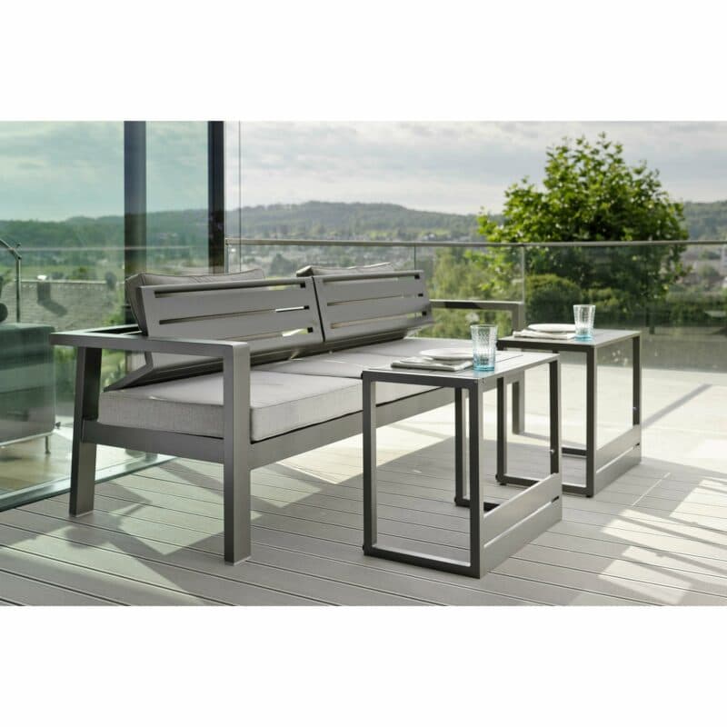 Funktionsliege "Novus" von Stern, Gestell Aluminium anthrazit, Sitz- und Rückenkissen seidengrau