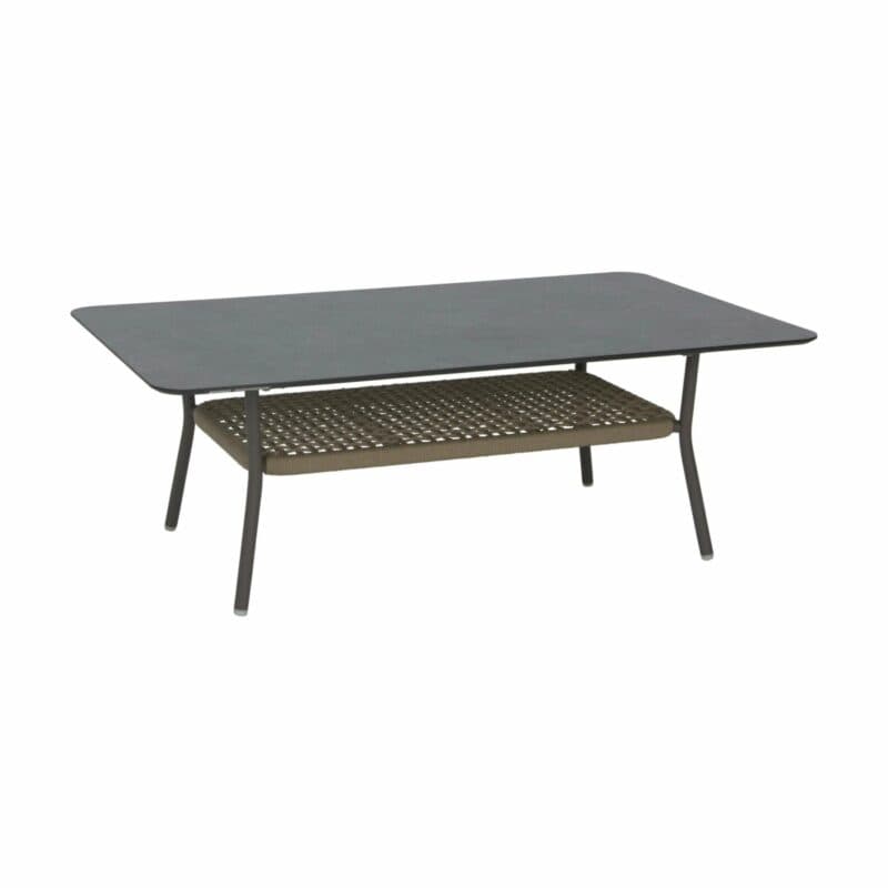 Loungetisch "Greta" von Stern , Gestell Aluminium champagner, Tischplatte HPL Silverstar 2.0 Vintage braun