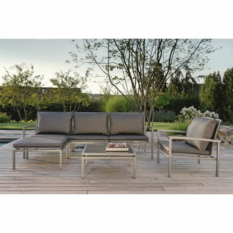Stern "Skelby" Lounge-Set, Gestell Aluminium graphit, Kissen-/Polsterbezüge schiefergrau
