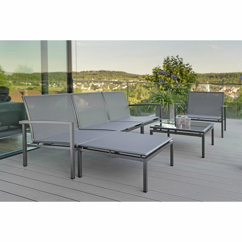 Stern "Skelby" Loungeserie, Gestell Aluminium anthrazit, Textilenbezug karbon