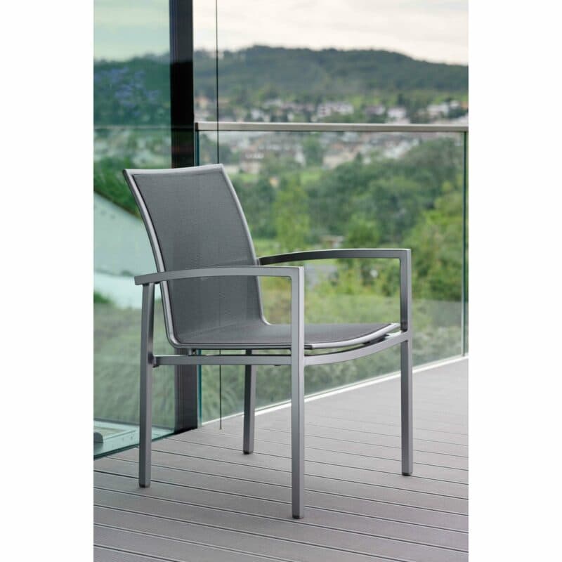 Stern Stapelsessel "Skelby", Gestell Aluminium graphit, Sitz & Rücken Textilgewebe silbergrau