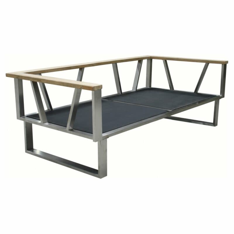 Zebra "Belvedere" 2-Sitzer Loungesofa aus Edelstahl mit Teakholzarmlehnen