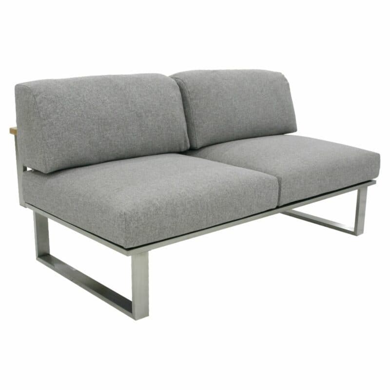 Zebra "Belvedere" 2-Sitzer Loungemodul, Gestell Edelstahl mit Teakholz, Sitzkissen Olefin grey