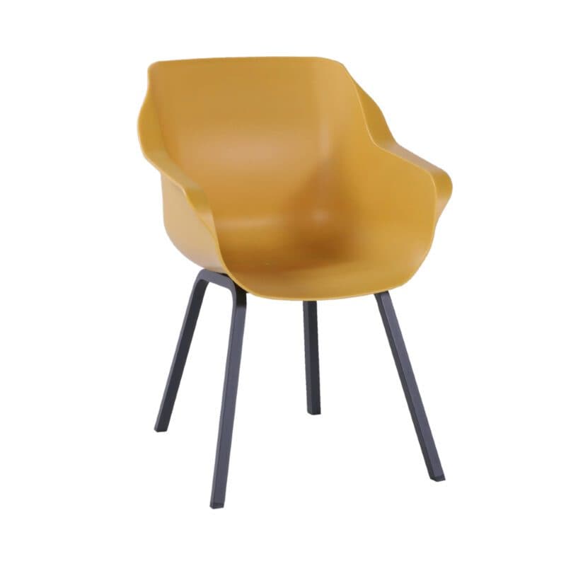 Hartman "Sophie Element" Armchair, Gestell Aluminium carbon black, Sitzschale Kunststoff curry yellow