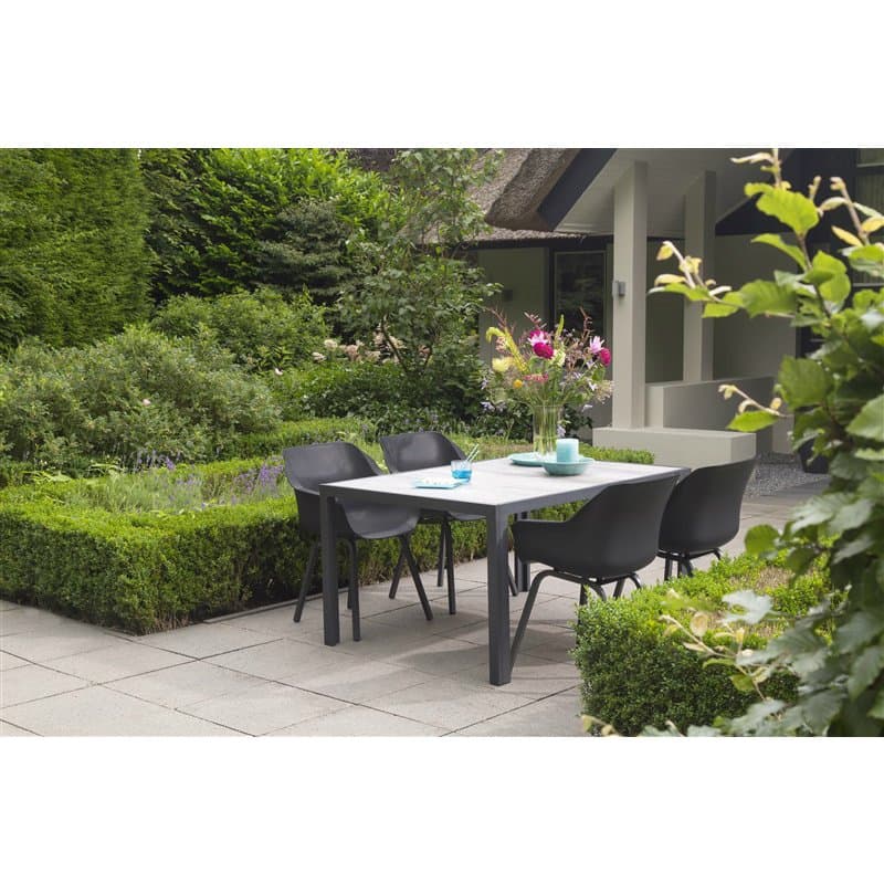 Hartman "Sophie Element" Armchair, Gestell Aluminium xerix, Sitzschale Kunststoff xerix mit "Sophie Element" Gartentisch, Gestell Aluminium xerix, HPL-Platte
