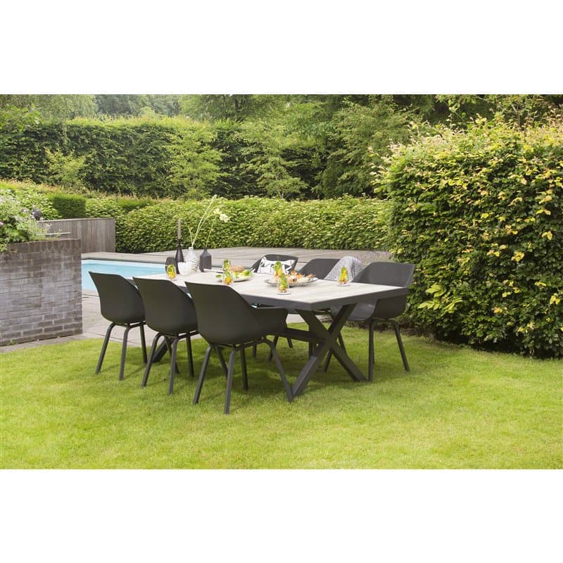 Hartman "Sophie Element" Armchair, Gestell Aluminium xerix, Sitzschale Kunststoff xerix mit "Xanadu" Gartentisch