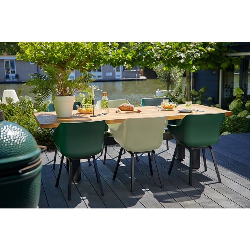 Hartman "Sophie Yasmani" Gartentisch" mit "Sophie Element" Armchair, Gestell Teakholz, Sitzfläche Kunststoff French Green & Night Green