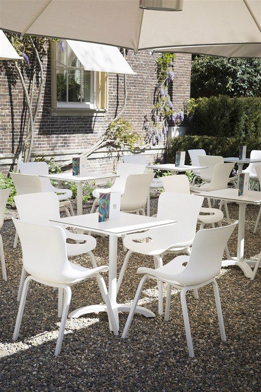 Hartman "Sophie Pro" Dining Chair, Gestell Aluminium royal white, Sitzschale royal white mit "Sophie" Bistrotisch, royal white