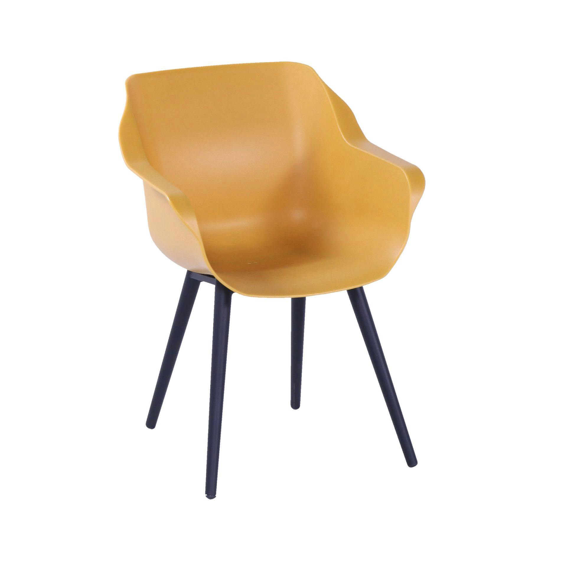 Hartman "Sophie Studio" Armchair, Gestell Aluminium carbon black, Sitzschale curry yellow