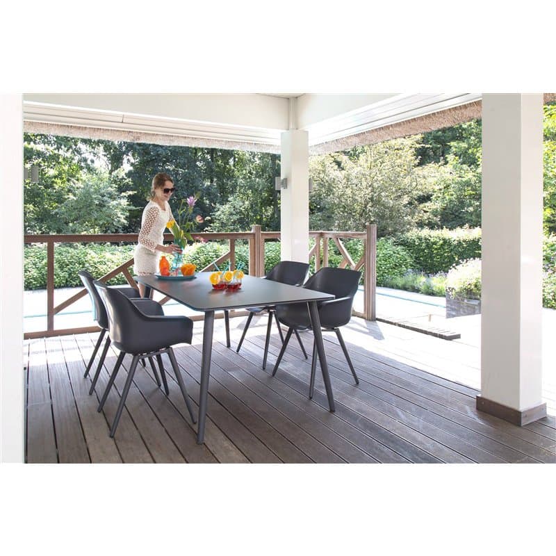Hartman "Sophie Studio" Armchair, Gestell Aluminium xerix, Sitzschale xerix mit "Sophie Studio" Gartentisch, Gestell Aluminium xerix, HPL-Platte