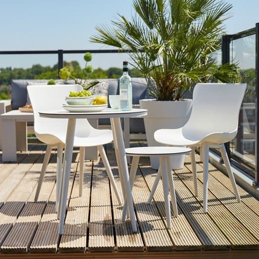 Hartman "Sophie Studio" Dining-Chair royal white mit Bistrotisch und Beistelltisch HPL/weiss