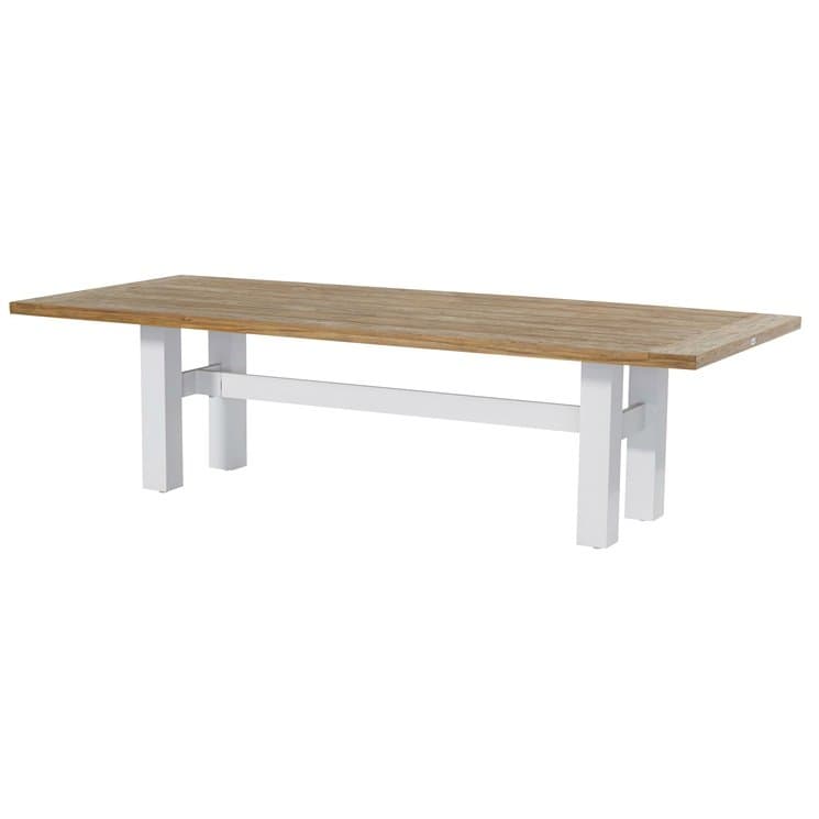Hartman "Sophie Yasmani" Gartentisch, Gestell Aluminium white, Tischplatte Teakholz natural, Maße 300x100 cm