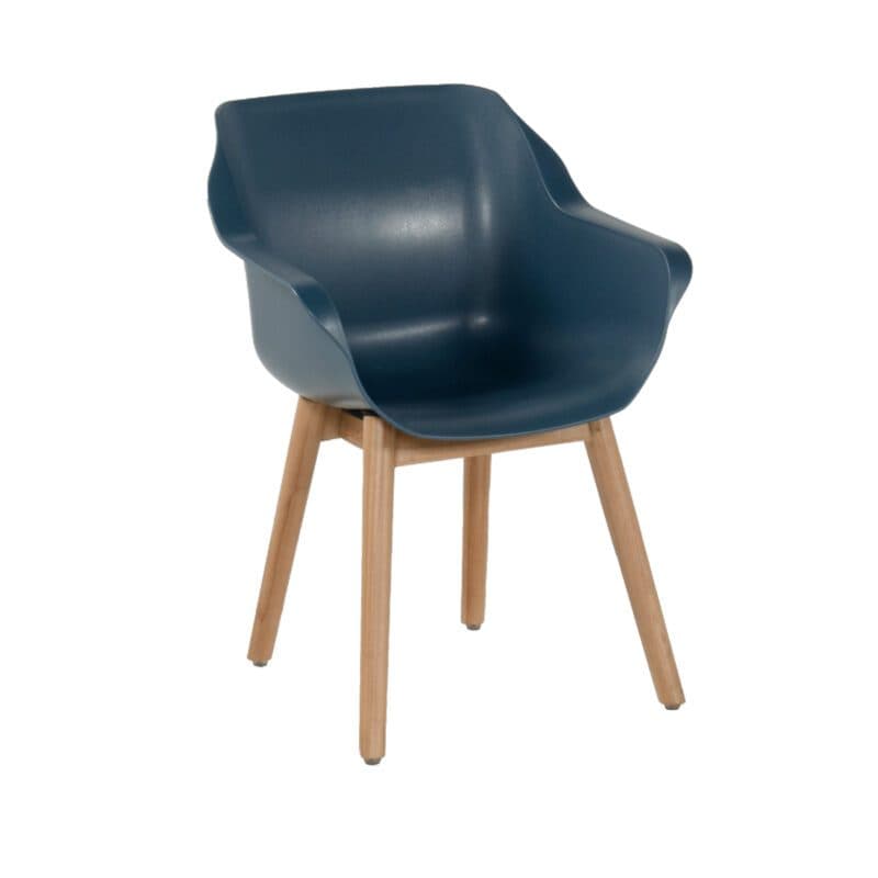 Hartman "Sophie Teak" Armchair, Gestell Teakholz, Sitzfläche Kunststoff steel blue