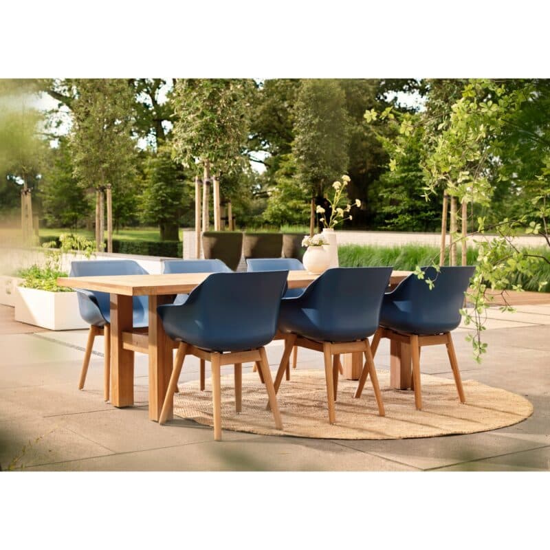 Hartman "Sophie Teak" Armchair, Gestell Teakholz, Sitzfläche Kunststoff steel blue