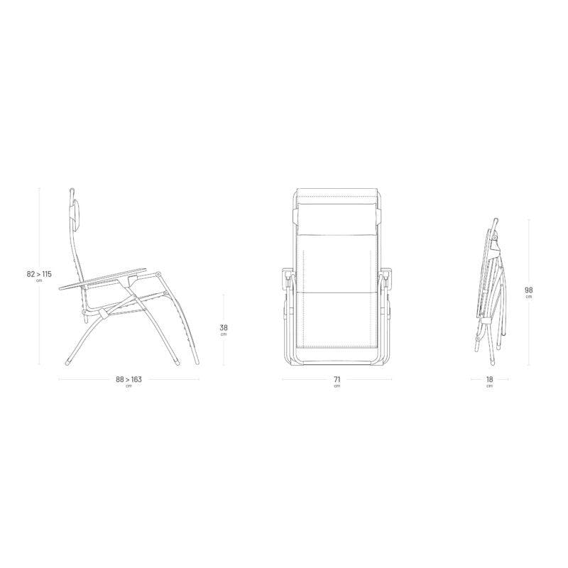 Lafuma "Futura" Relaxsessel, Sitzfläche Batyline® Duo - Maße